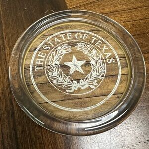 Vintage State of Texas Seal 5” Glass Paperweight Collectable Gift